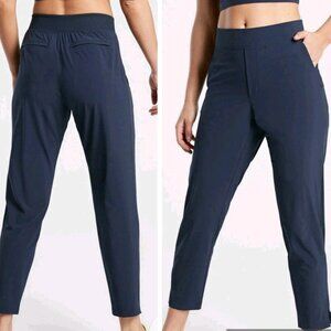 Athleta Brooklyn Ankle Pant Women 14 Navy Blue Travel Lightweight Athleisure